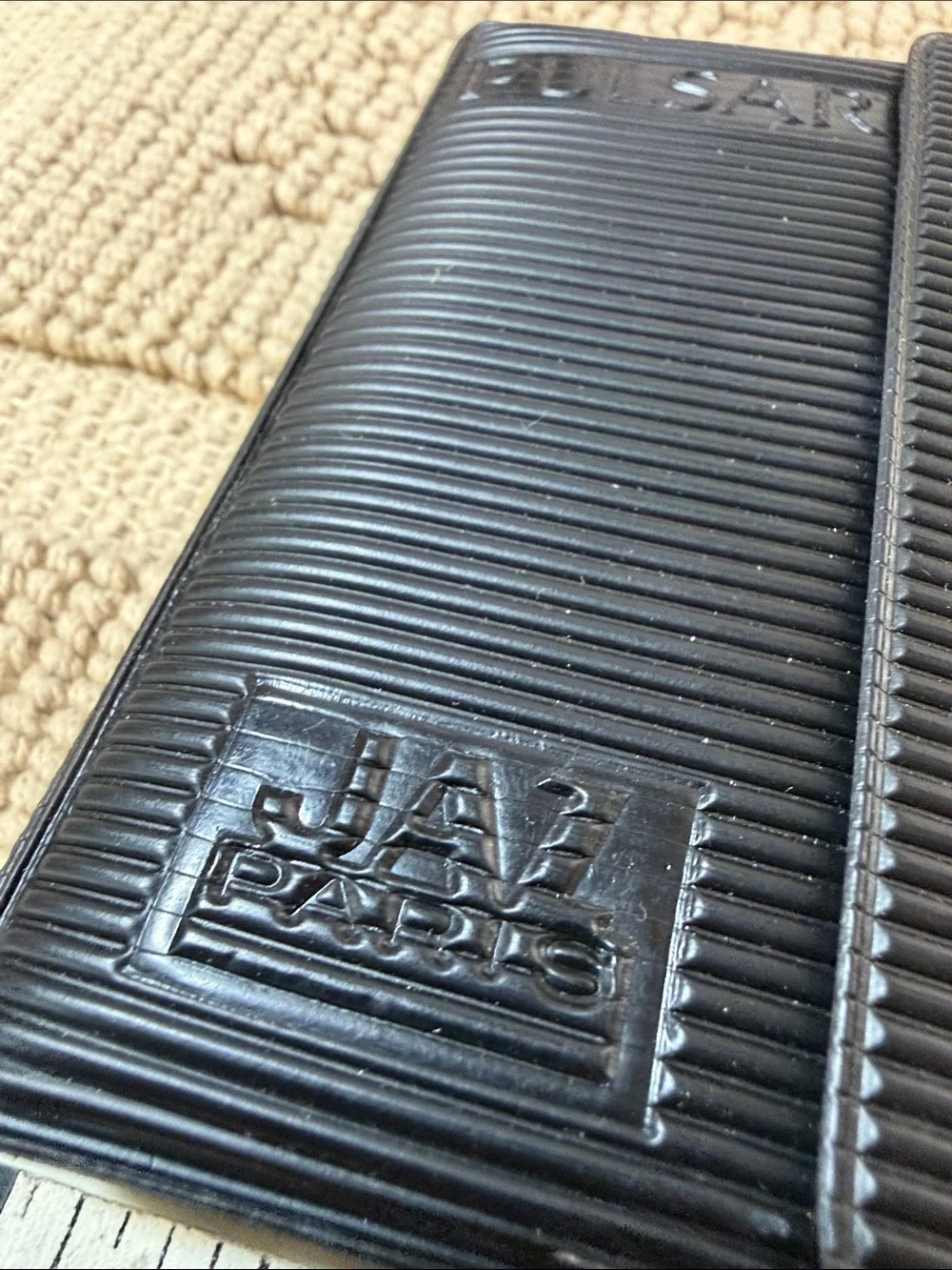 Vintage JAZ Paris Pulsar Black Pocket Address Book Organizer With Pen